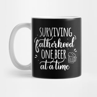 Surviving fatherhood one beer at a time funny dad joke quote Mug